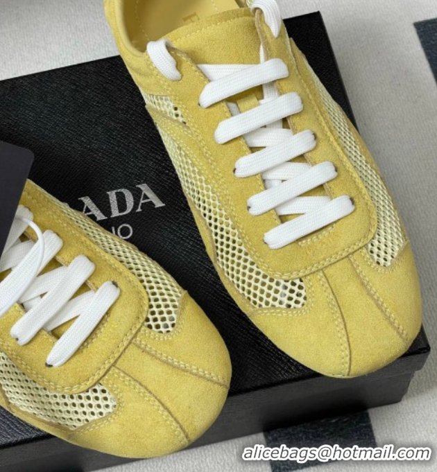 Grade Quality Prada Montecarlo Re-Edition 2005 suede and mesh sneakers Yellow 1E247O 0228061