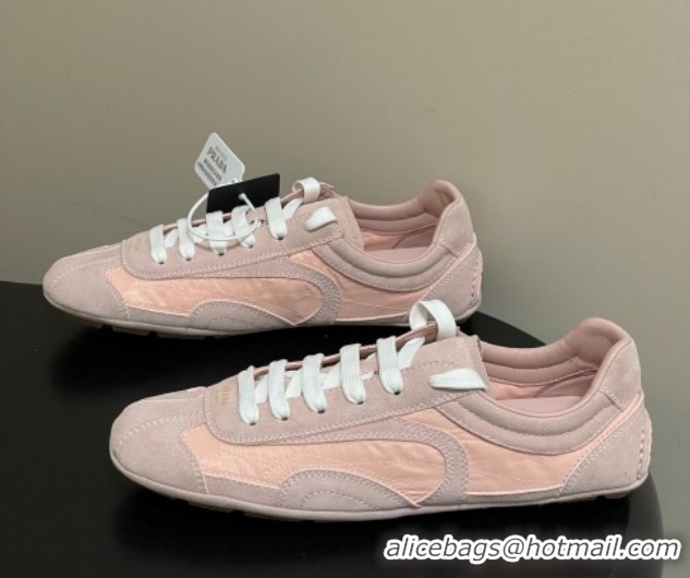 Luxurious Prada Montecarlo Re-Edition 2005 suede and Re-Nylon sneakers Pink 1E247O 0228062