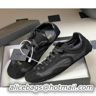 Best Grade Prada Montecarlo Re-Edition 2005 suede and Re-Nylon sneakers Black 1E247O 0228064