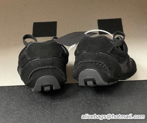 Best Grade Prada Montecarlo Re-Edition 2005 suede and Re-Nylon sneakers Black 1E247O 0228064