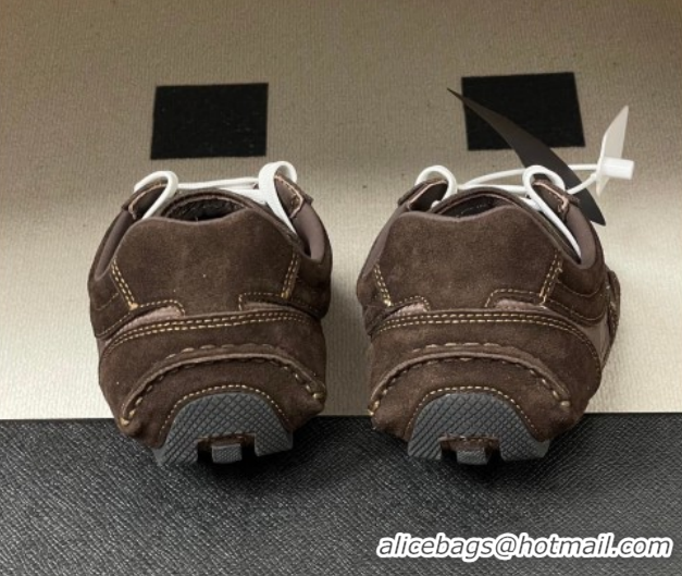 Buy Luxury Prada Montecarlo Re-Edition 2005 suede and Re-Nylon sneakers Dark Brown 1E247O 0228066