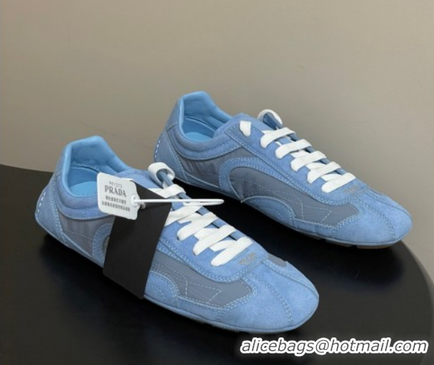 Good Looking Prada Montecarlo Re-Edition 2005 suede and Re-Nylon sneakers Blue 1E247O 0228067