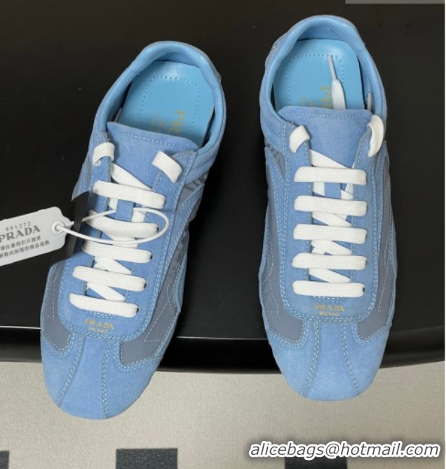 Good Looking Prada Montecarlo Re-Edition 2005 suede and Re-Nylon sneakers Blue 1E247O 0228067
