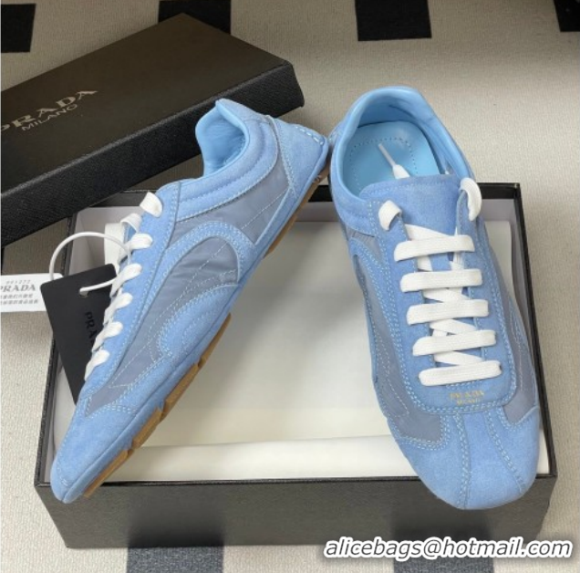 Good Looking Prada Montecarlo Re-Edition 2005 suede and Re-Nylon sneakers Blue 1E247O 0228067