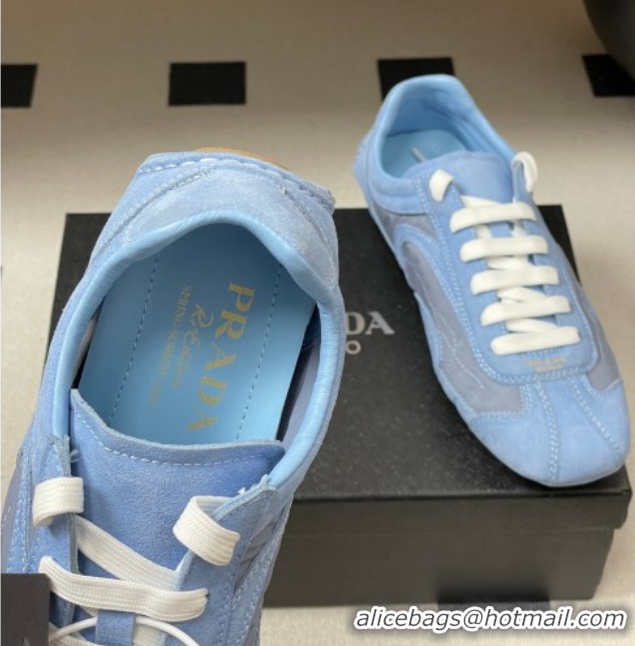 Good Looking Prada Montecarlo Re-Edition 2005 suede and Re-Nylon sneakers Blue 1E247O 0228067