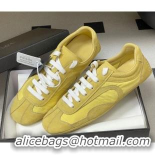 Durable Prada Montecarlo Re-Edition 2005 suede and Re-Nylon sneakers Yellow 1E247O 60228063