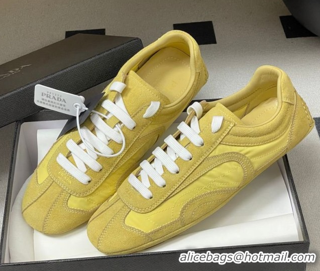 Durable Prada Montecarlo Re-Edition 2005 suede and Re-Nylon sneakers Yellow 1E247O 60228063