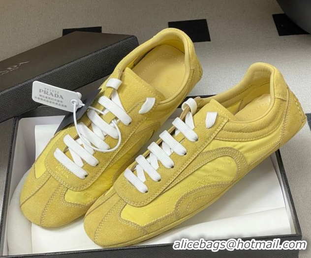 Durable Prada Montecarlo Re-Edition 2005 suede and Re-Nylon sneakers Yellow 1E247O 60228063