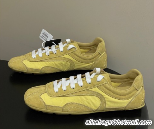 Durable Prada Montecarlo Re-Edition 2005 suede and Re-Nylon sneakers Yellow 1E247O 60228063