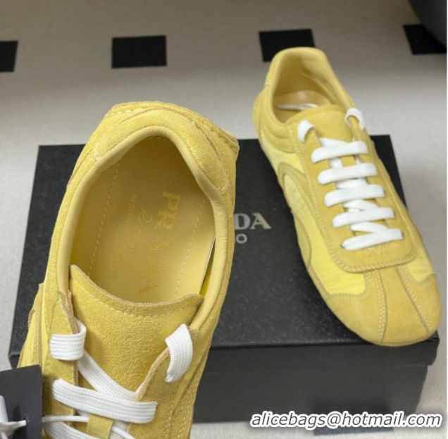 Durable Prada Montecarlo Re-Edition 2005 suede and Re-Nylon sneakers Yellow 1E247O 60228063