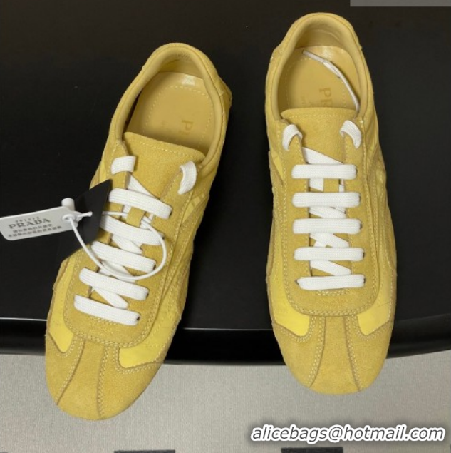 Durable Prada Montecarlo Re-Edition 2005 suede and Re-Nylon sneakers Yellow 1E247O 60228063