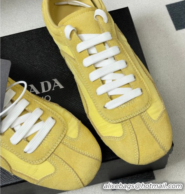 Durable Prada Montecarlo Re-Edition 2005 suede and Re-Nylon sneakers Yellow 1E247O 60228063