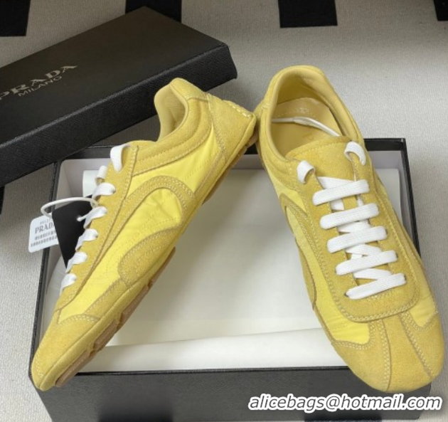 Durable Prada Montecarlo Re-Edition 2005 suede and Re-Nylon sneakers Yellow 1E247O 60228063