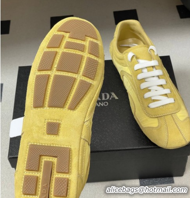 Durable Prada Montecarlo Re-Edition 2005 suede and Re-Nylon sneakers Yellow 1E247O 60228063