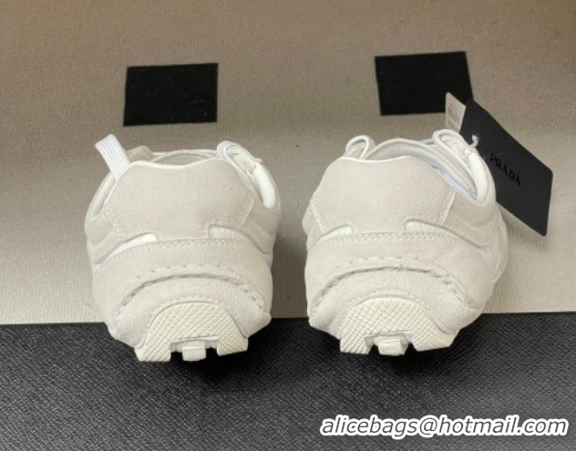 Grade Quality Prada Montecarlo Re-Edition 2005 suede and Re-Nylon sneakers Light Grey 1E247O 60228065