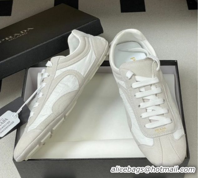 Grade Quality Prada Montecarlo Re-Edition 2005 suede and Re-Nylon sneakers Light Grey 1E247O 60228065