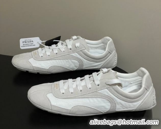 Grade Quality Prada Montecarlo Re-Edition 2005 suede and Re-Nylon sneakers Light Grey 1E247O 60228065