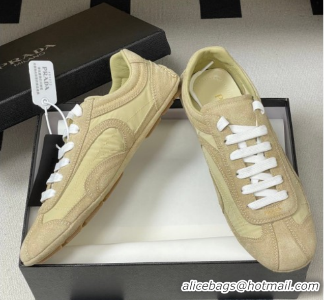 Unique Style Prada Montecarlo Re-Edition 2005 suede and Re-Nylon sneakers Beige 1E247O 60228068