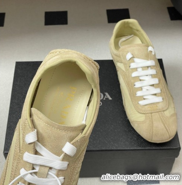 Unique Style Prada Montecarlo Re-Edition 2005 suede and Re-Nylon sneakers Beige 1E247O 60228068