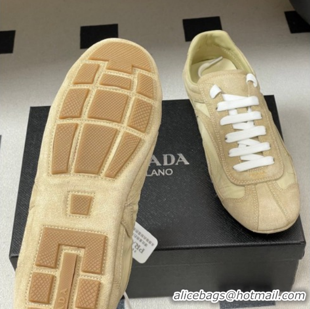 Unique Style Prada Montecarlo Re-Edition 2005 suede and Re-Nylon sneakers Beige 1E247O 60228068