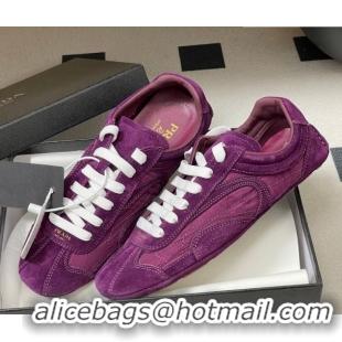 Good Quality Prada Montecarlo Re-Edition 2005 suede and Re-Nylon sneakers Dark Purple 1E247O 60228069