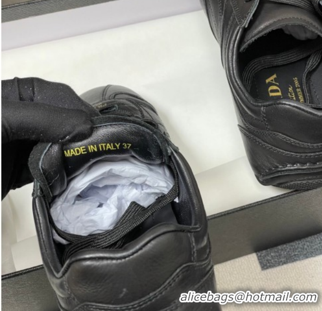 Pretty Style Prada Montecarlo Re-Edition 2005 Leather sneakers Black 1E247O 60228070