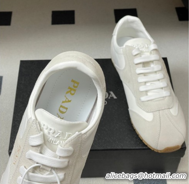 Classic Hot Prada Re-Nylon and suede laced sneakers White/Grey 1E152O 60228072