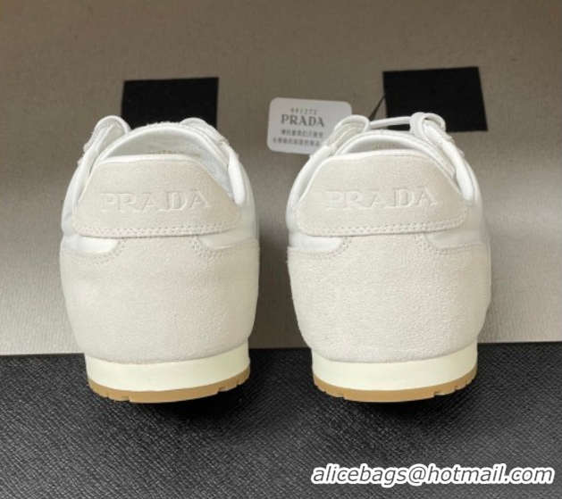 Classic Hot Prada Re-Nylon and suede laced sneakers White/Grey 1E152O 60228072