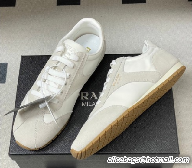 Classic Hot Prada Re-Nylon and suede laced sneakers White/Grey 1E152O 60228072