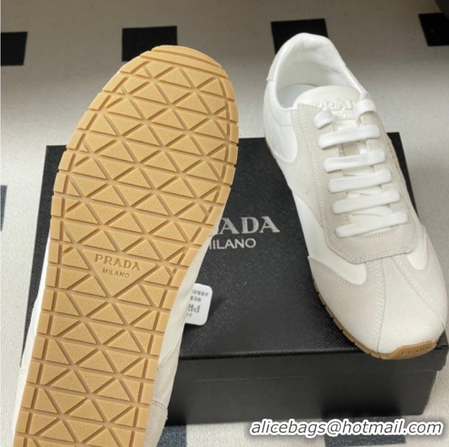 Classic Hot Prada Re-Nylon and suede laced sneakers White/Grey 1E152O 60228072