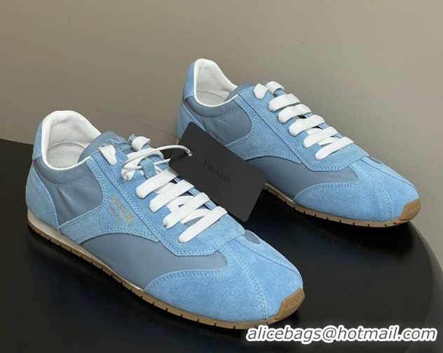 Purchase Prada Re-Nylon and suede laced sneakers Blue 1E152O 60228074
