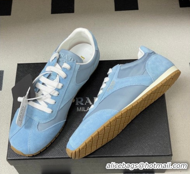 Purchase Prada Re-Nylon and suede laced sneakers Blue 1E152O 60228074
