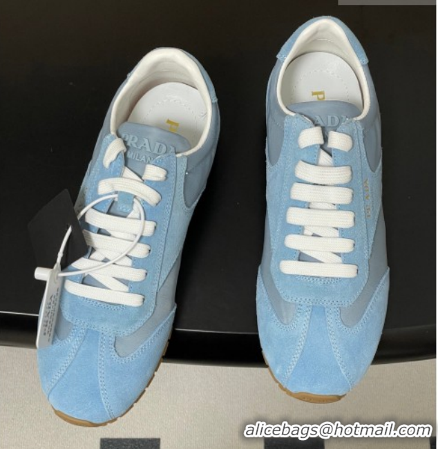 Purchase Prada Re-Nylon and suede laced sneakers Blue 1E152O 60228074