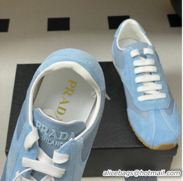 Purchase Prada Re-Nylon and suede laced sneakers Blue 1E152O 60228074