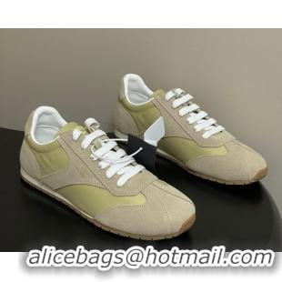 Best Price Prada Re-Nylon and suede laced sneakers Beige/Green 1E152O 60228075