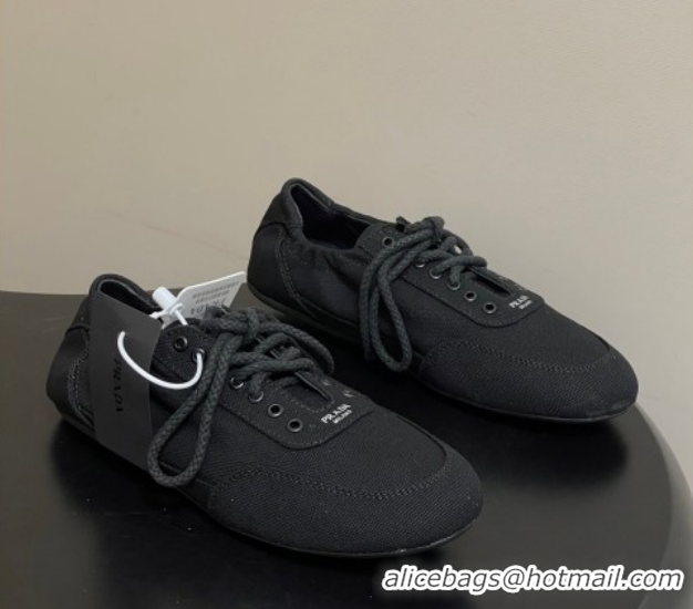 Top Grade Prada Collapse Canvas Sneakers Black 1E989N 0228076