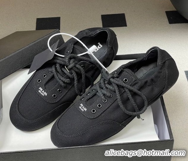Top Grade Prada Collapse Canvas Sneakers Black 1E989N 0228076