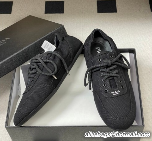 Top Grade Prada Collapse Canvas Sneakers Black 1E989N 0228076