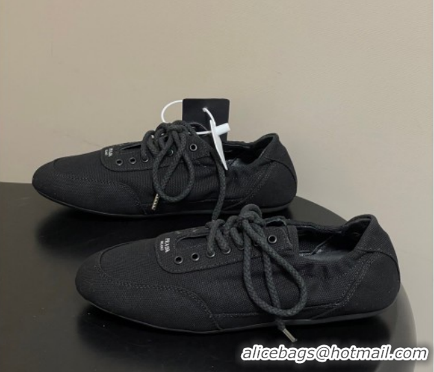 Top Grade Prada Collapse Canvas Sneakers Black 1E989N 0228076