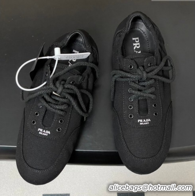 Top Grade Prada Collapse Canvas Sneakers Black 1E989N 0228076