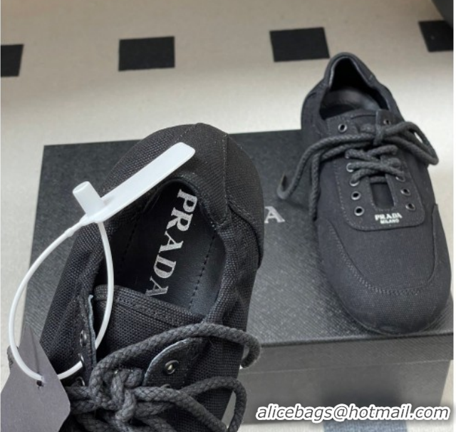 Top Grade Prada Collapse Canvas Sneakers Black 1E989N 0228076