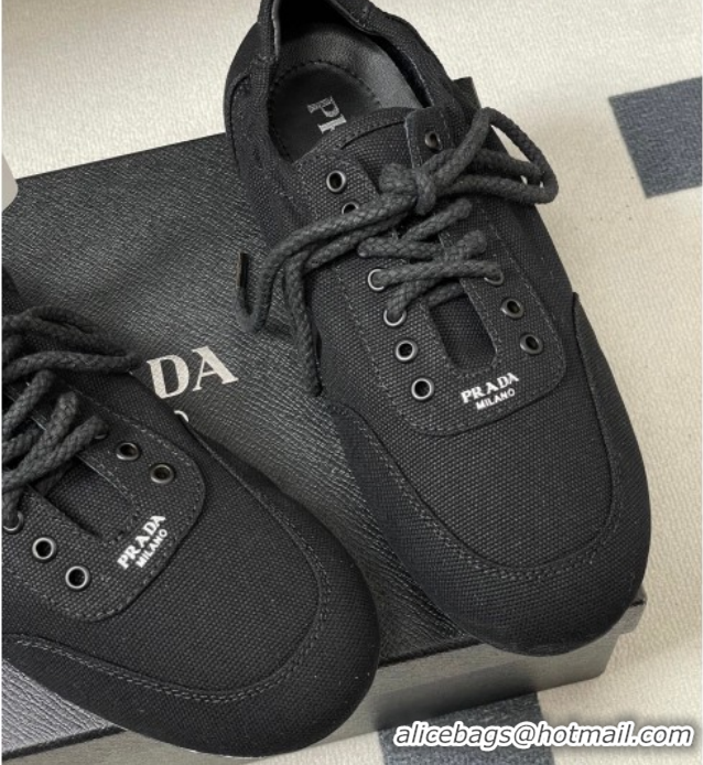 Top Grade Prada Collapse Canvas Sneakers Black 1E989N 0228076