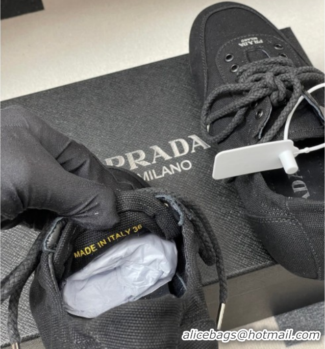 Top Grade Prada Collapse Canvas Sneakers Black 1E989N 0228076