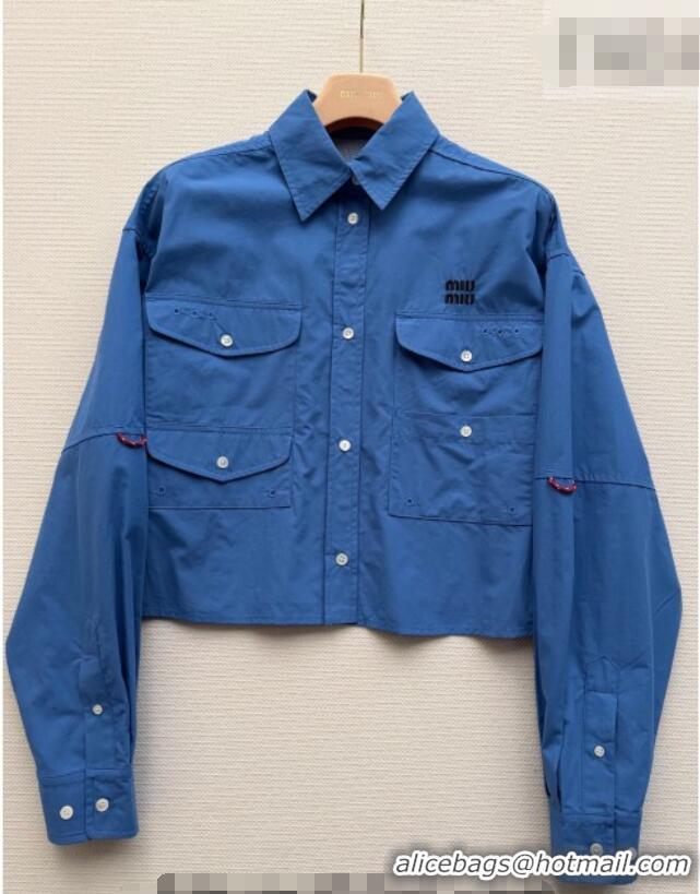 Inexpensive Miu Miu Cotton Jacket MM020603 Blue 2026