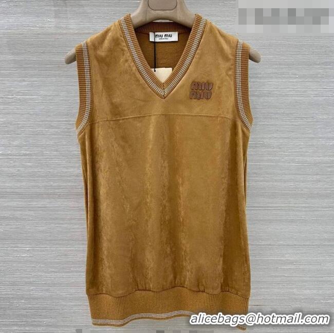 ​Buy Cheap Miu Miu Suede and Wool Vest MM020606 Yellow 2026