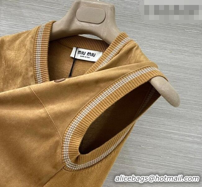 ​Buy Cheap Miu Miu Suede and Wool Vest MM020606 Yellow 2026