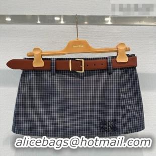 Top Grade Miu Miu Plaid Mini Shorts MM020601 Blue/Grey 2026