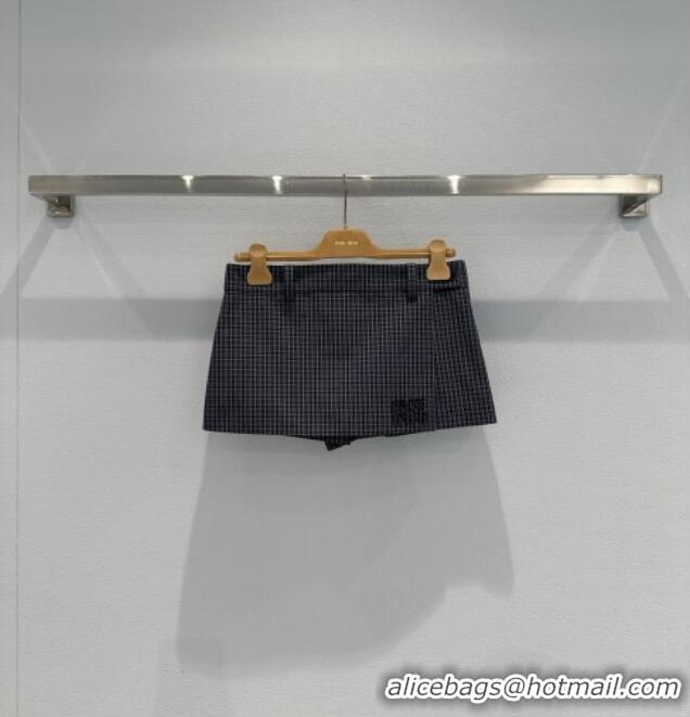 Top Grade Miu Miu Plaid Mini Shorts MM020601 Blue/Grey 2026