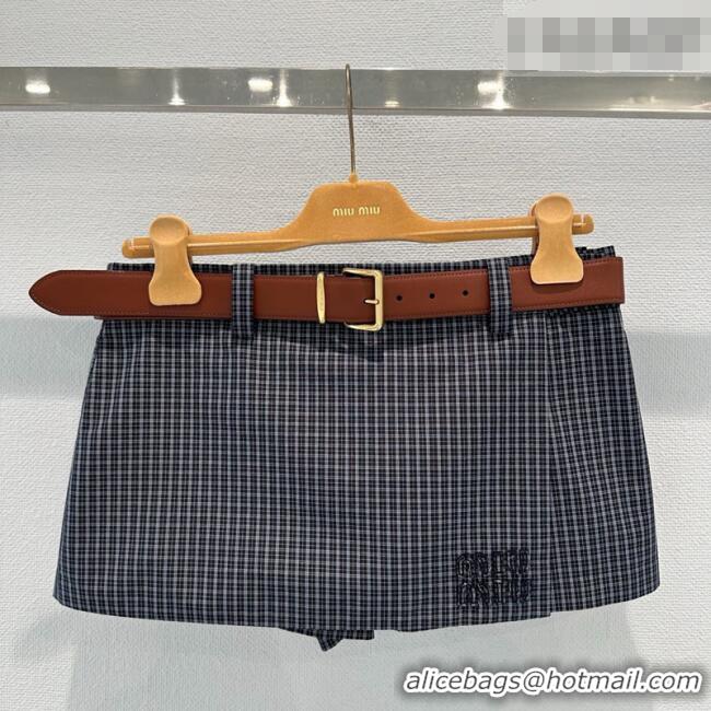Top Grade Miu Miu Plaid Mini Shorts MM020601 Blue/Grey 2026