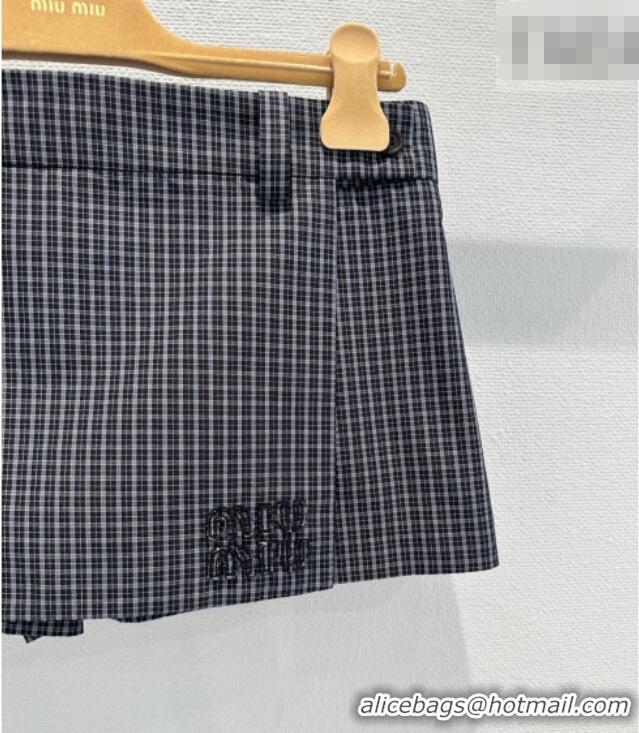 Top Grade Miu Miu Plaid Mini Shorts MM020601 Blue/Grey 2026